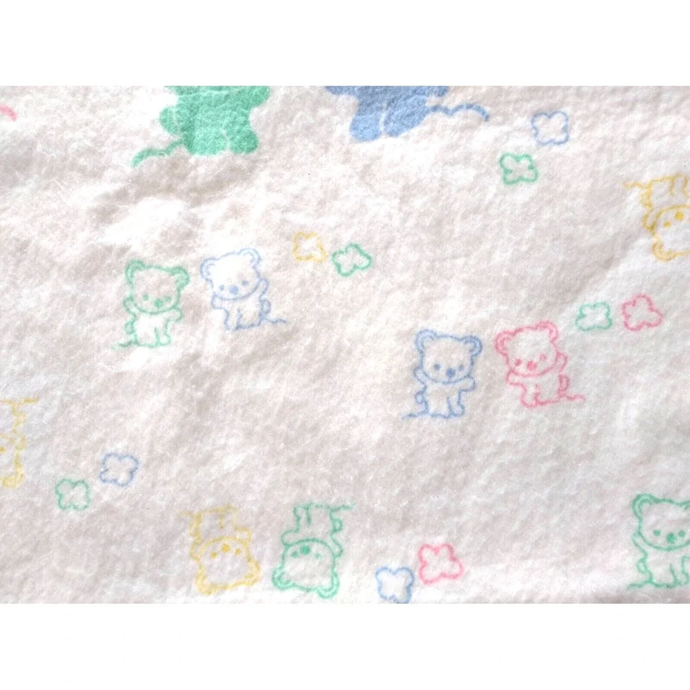 VTG Beacon White Acrylic Bear Blanket Blue Green Yellow Pink Nylon Trim WPL 1675