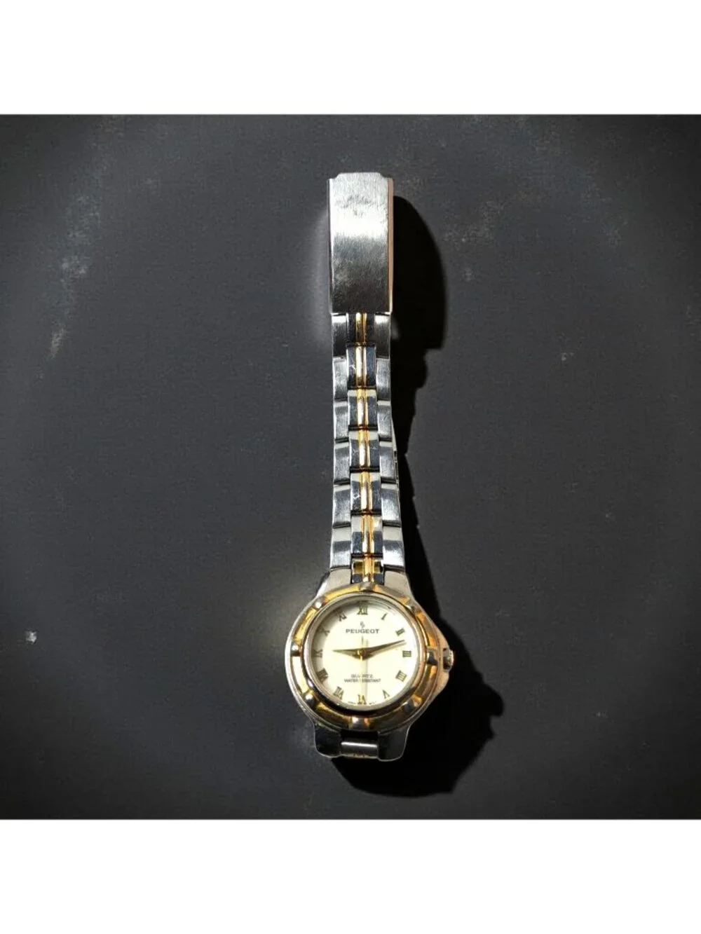 Mens Peugeot 98G99 Silver,Gold Tone Water Resistant 30meters,100ft Hidden Lock