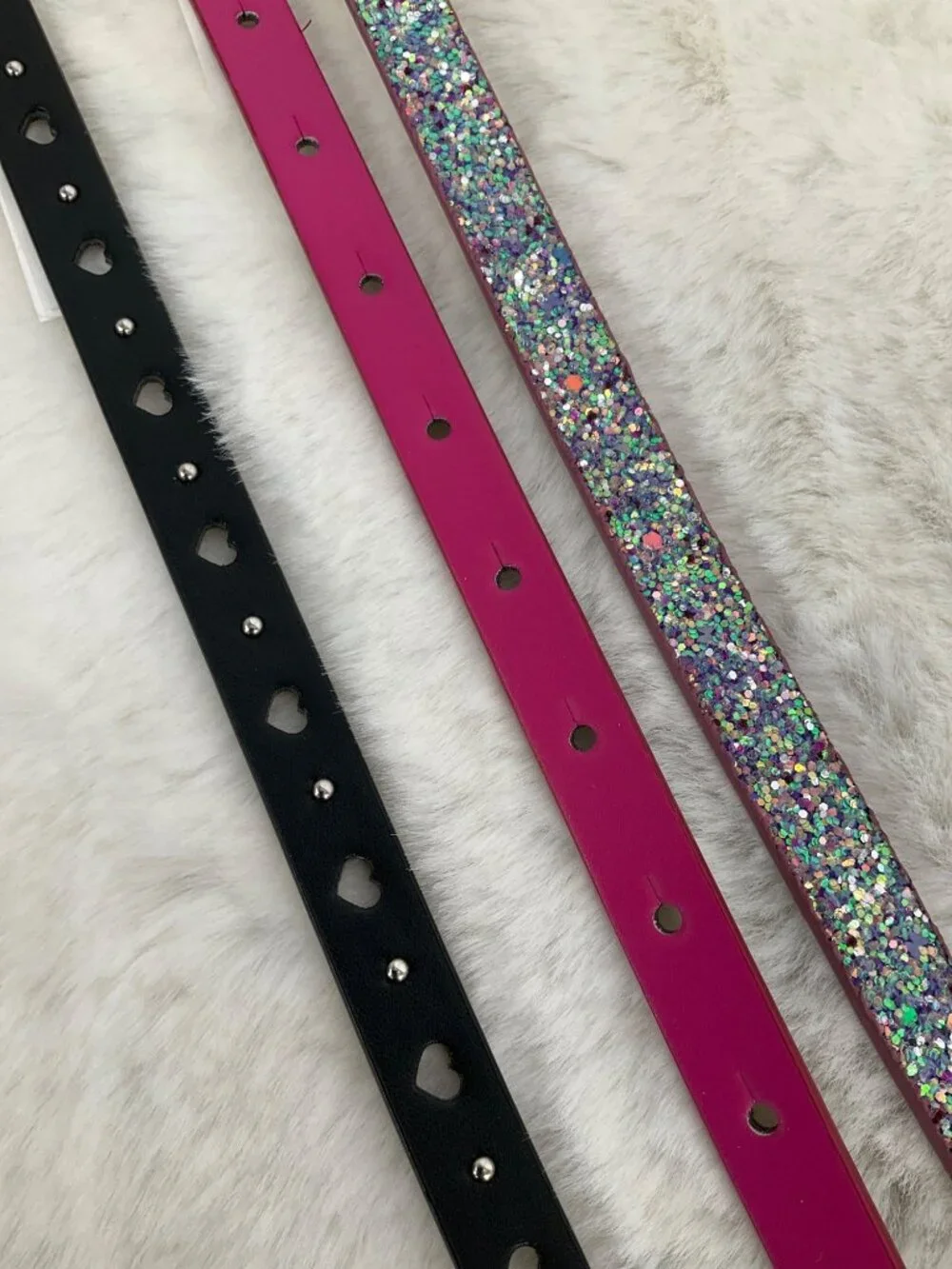 Cat & Jack size XL X-Large 3-piece Adjustable belt set, girl's Glitter, Pink