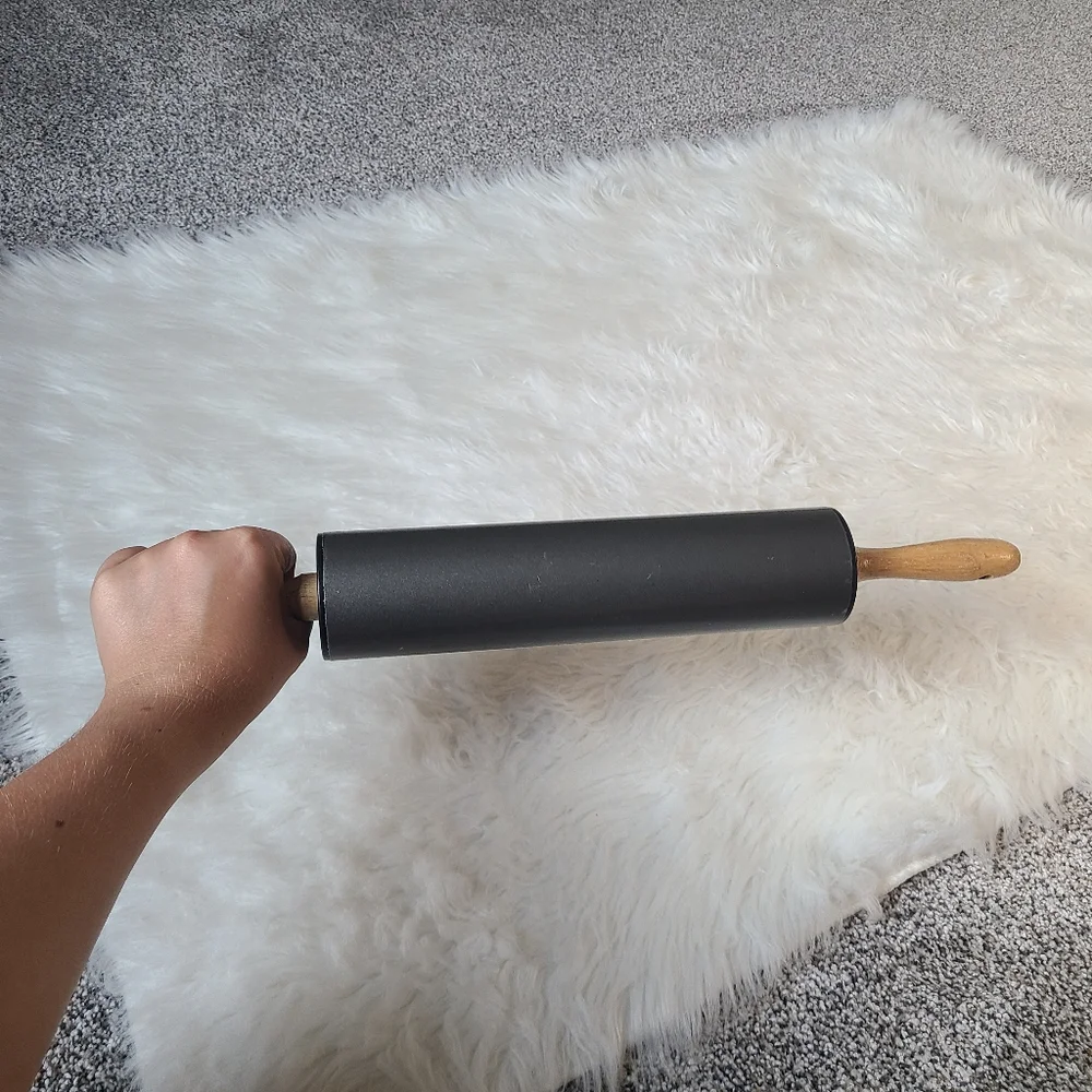 Gray Rolling Pin with Wooden Handles