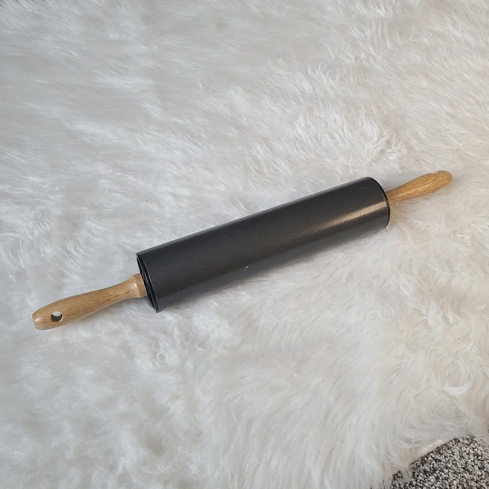 Gray Rolling Pin with Wooden Handles