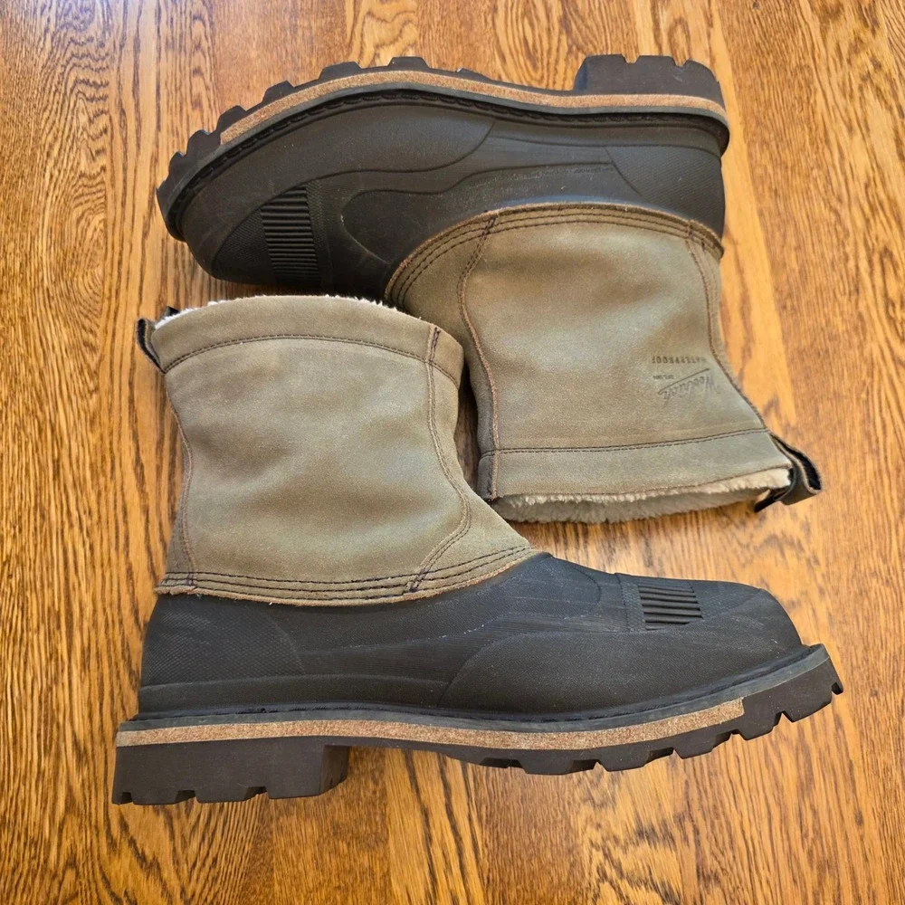 Woolrich Mens 8 Waterproof Duck Boots Tan Suede Shearling Lined Winter Gorpcore
