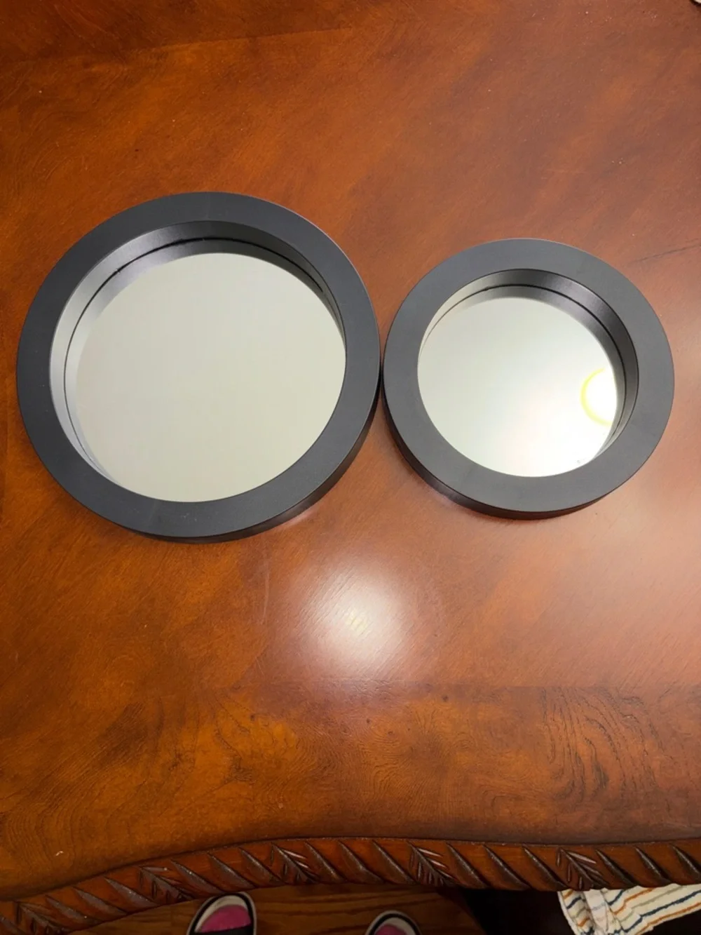 Set of 2 Round Black Wall Mirrors with Matte Frame