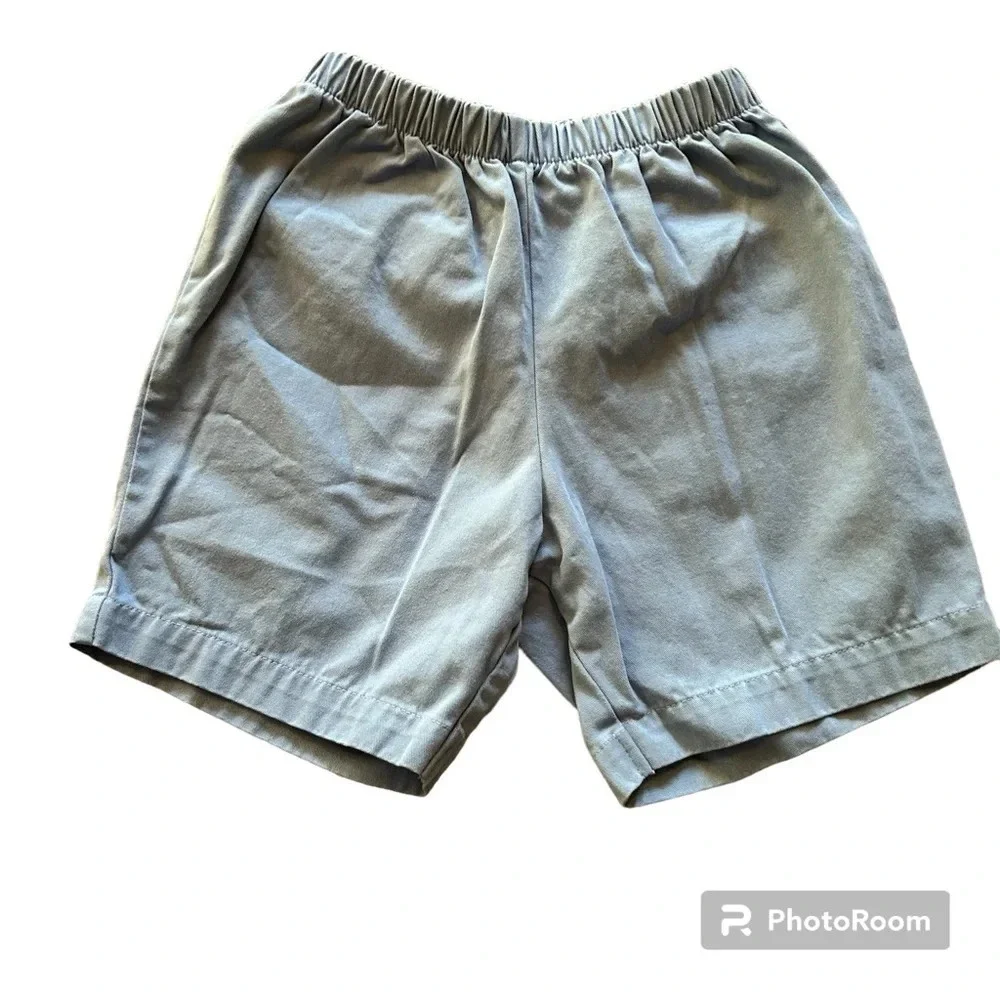 Bella Bliss Boys Size 7 Blue Twill Play Shorts Pull On Back Pockets 100% Cotton