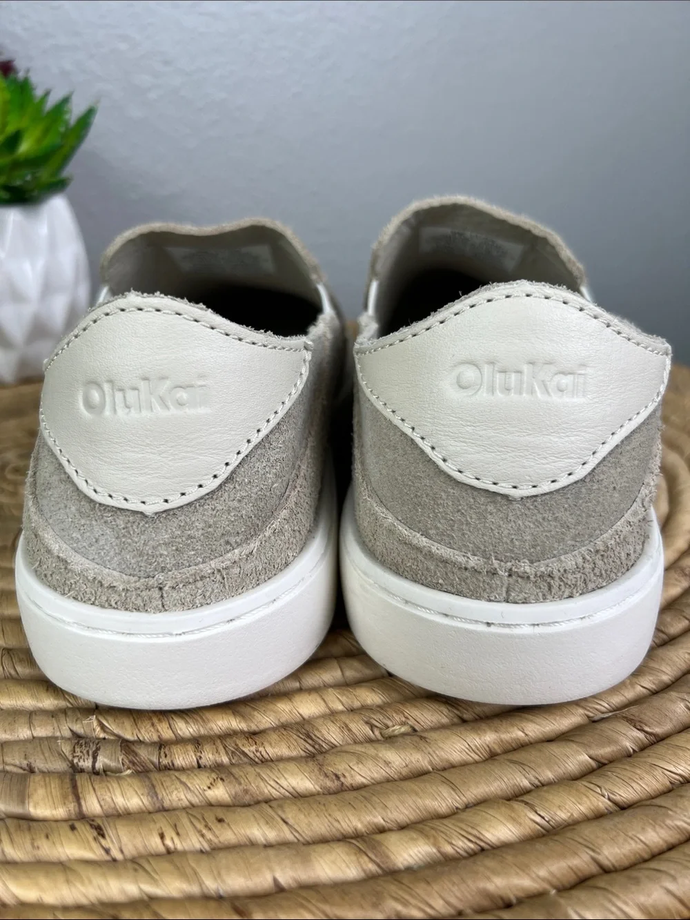 OluKai Taupe Pehuea Luxe Suede Slip-On Sneaker 6.5