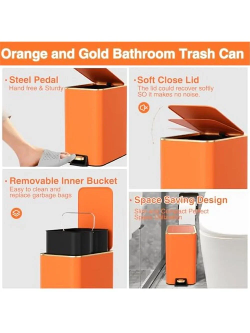 Bathroom Accessories Set Trash Can Soap Dispenser Toothbrush Holder Set