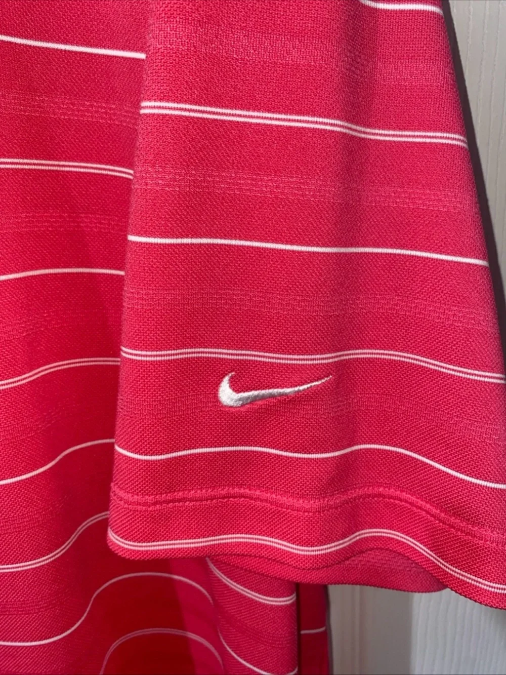 Nike Golf Pink & white Striped Dri-Fit Polo Shirt Men’s XL
