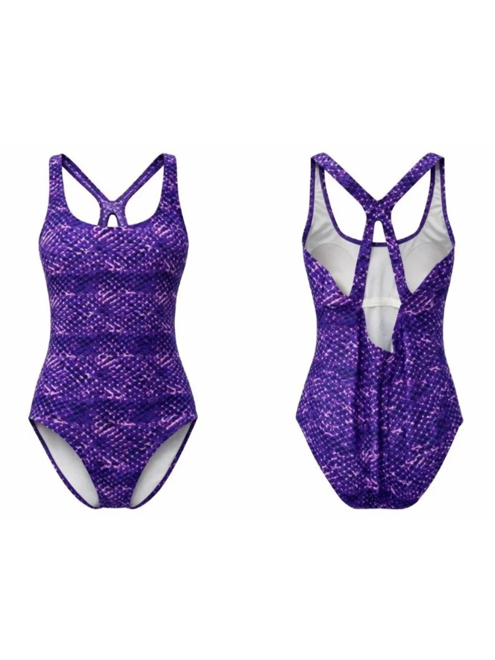 Speedo Ultraback Racerback One Piece Swimsuit Womens 12 Purple Athletic Training