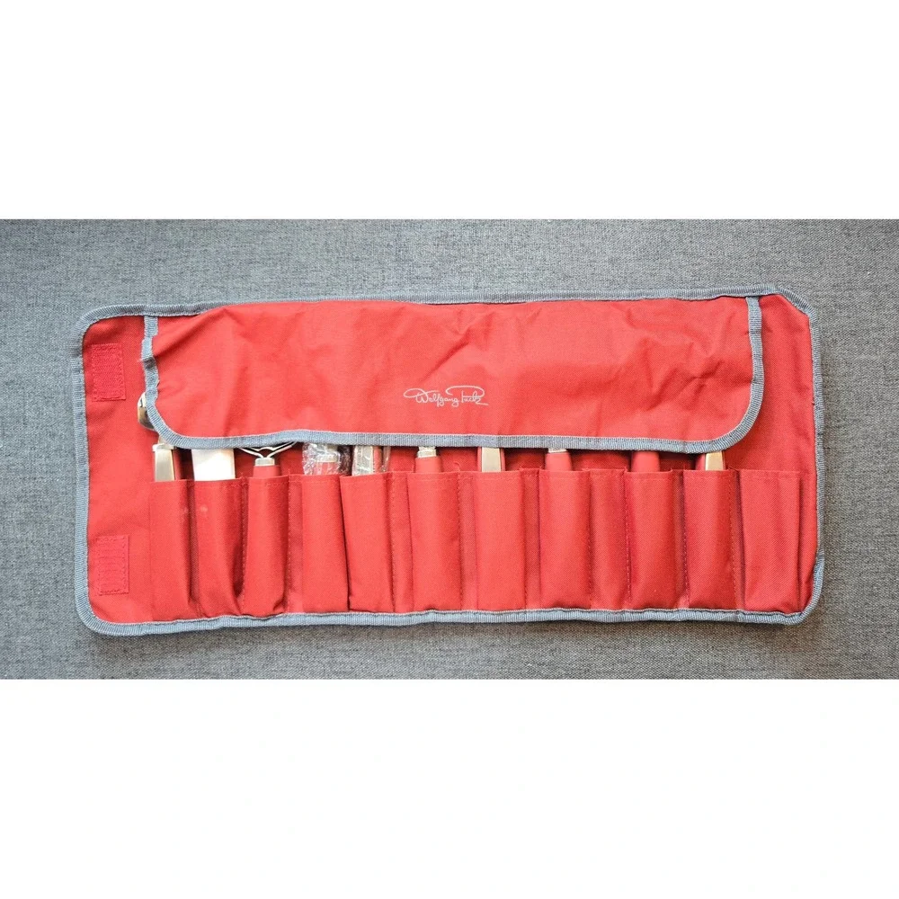 Wolfgang Puck 10 Pc Garnishing Kitchen Tool Set Roll Storage Bag READ DESCRIP.