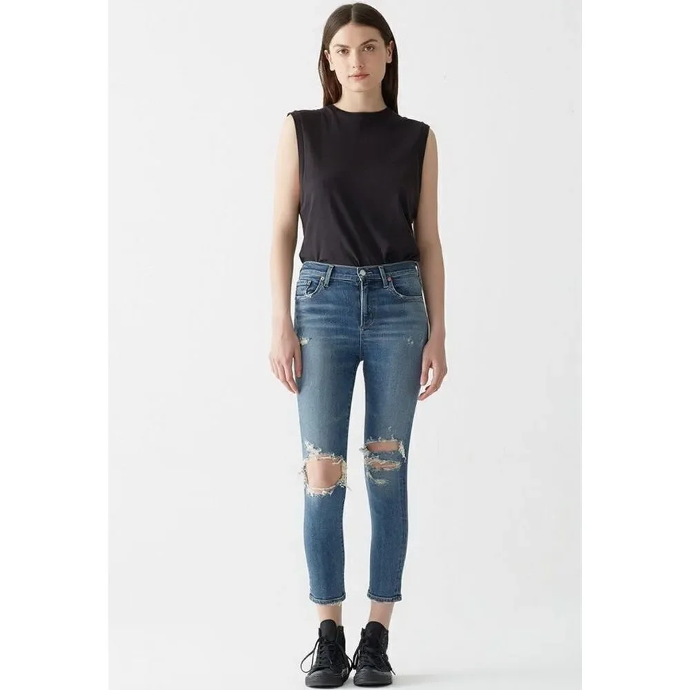 AGOLDE Sophie Distressed High Rise Skinny Crop Jeans A018-843 Size 24