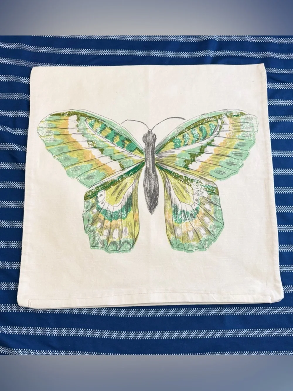 IKEA Butterfly Pillow Cover Set in Green and Yellow