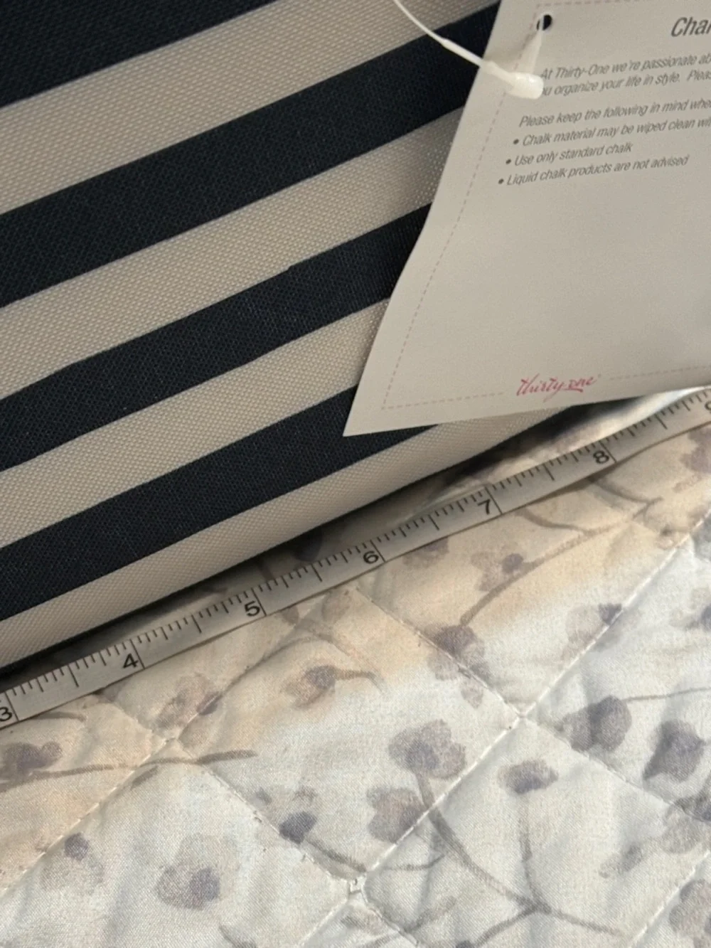 Striped Navy and White thirty one Fabric Storage Bin