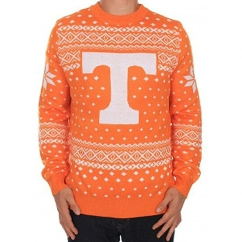 Campus Specialties Tennessee Volunteers NCAA Orange Fair Isle Sweater Mens Small