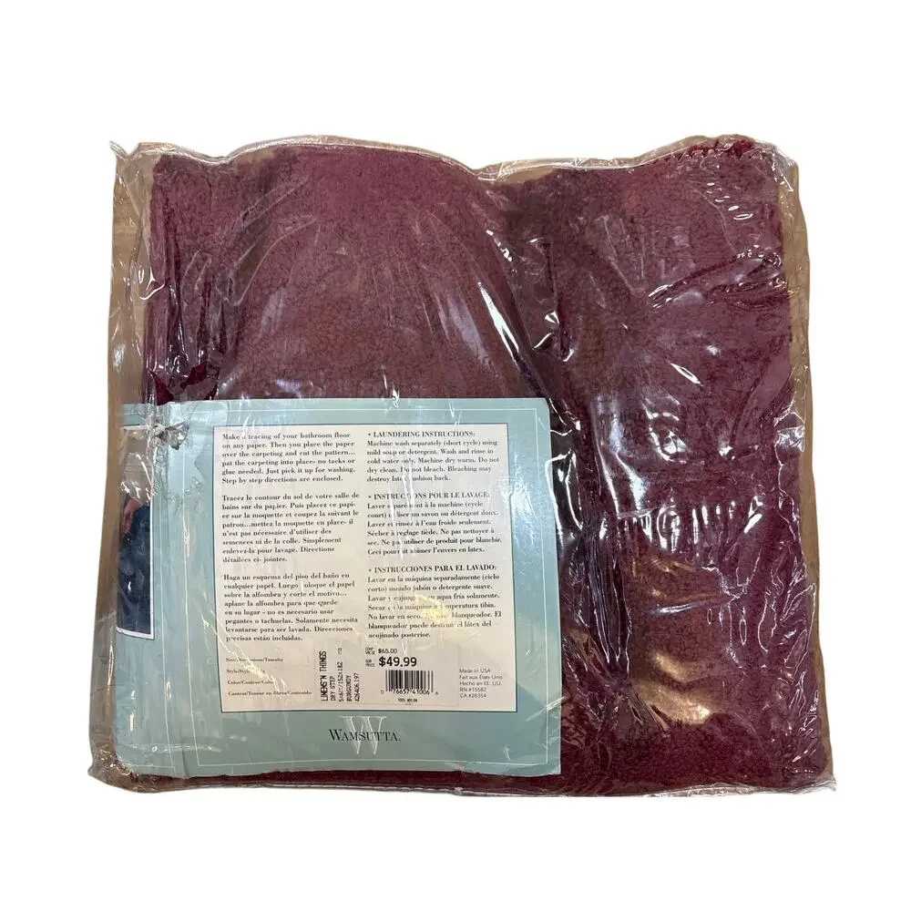 Vintage NWT Wamsutta Wall to Wall bath Carpet dry step 5’x6’ burgundy never used