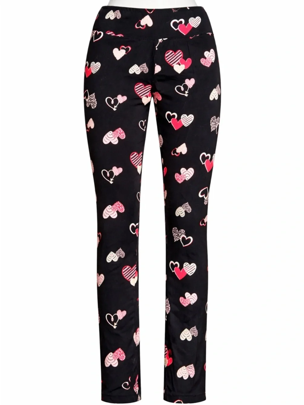 Justice Black Leggings with Pink and Red Heart Print size 14/16