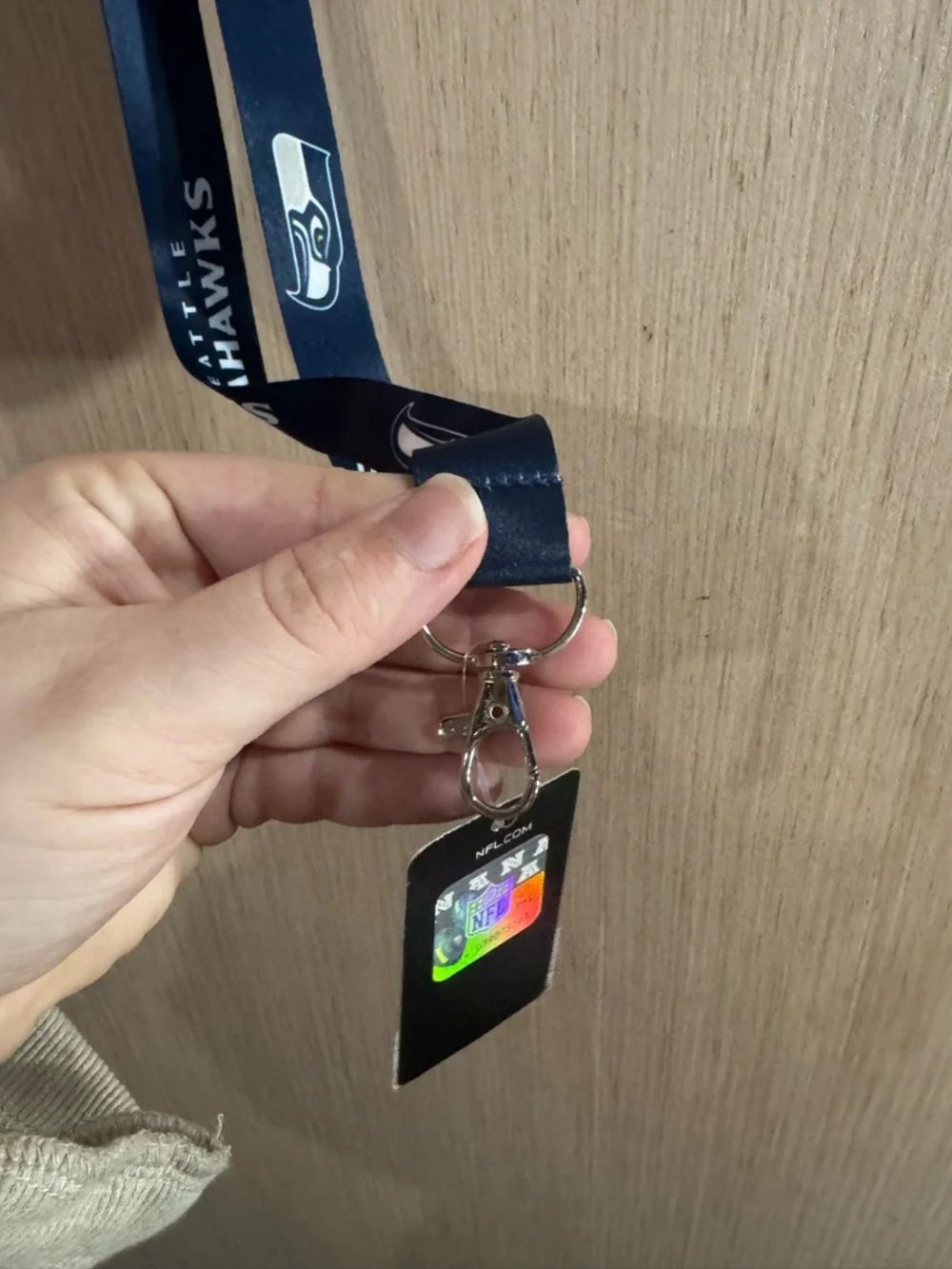 NFL Seattle Seahawks Navy and White Lanyard NWT