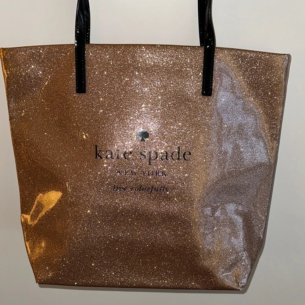 Kate Spade Rose Gold Sparkle Bon Shopper Tote