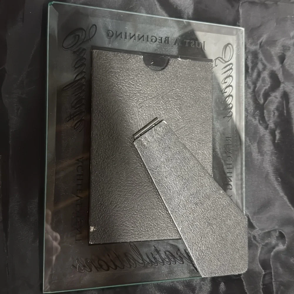 Graduation Photo Frame beveled glass with silver words of encouragement 9x7” EUC
