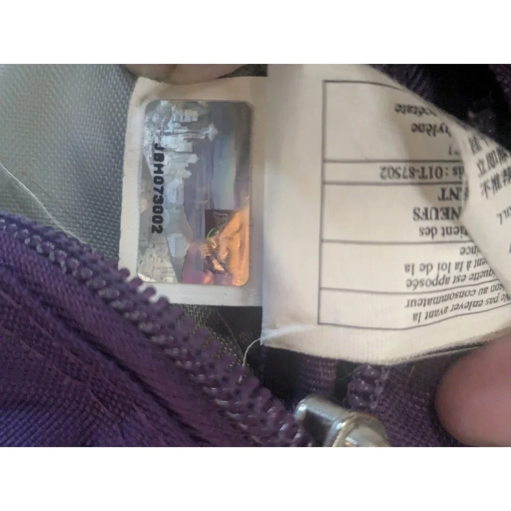 JanSport Purple Backpack Bookbag School Travel Daypack Gray Straps Zip Pockets
