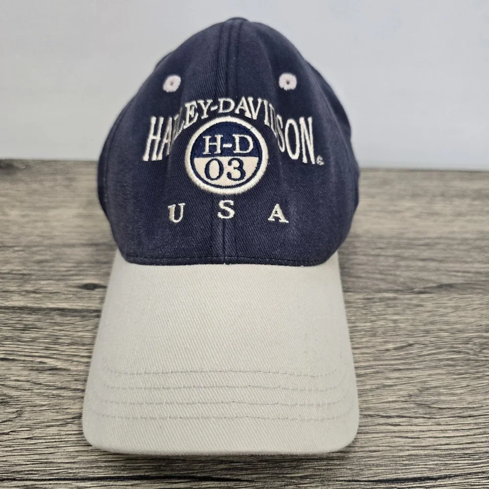 Harley-Davidson 03 USA Motorcycle Baseball Hat Cap Blue One Size Fits‎ All