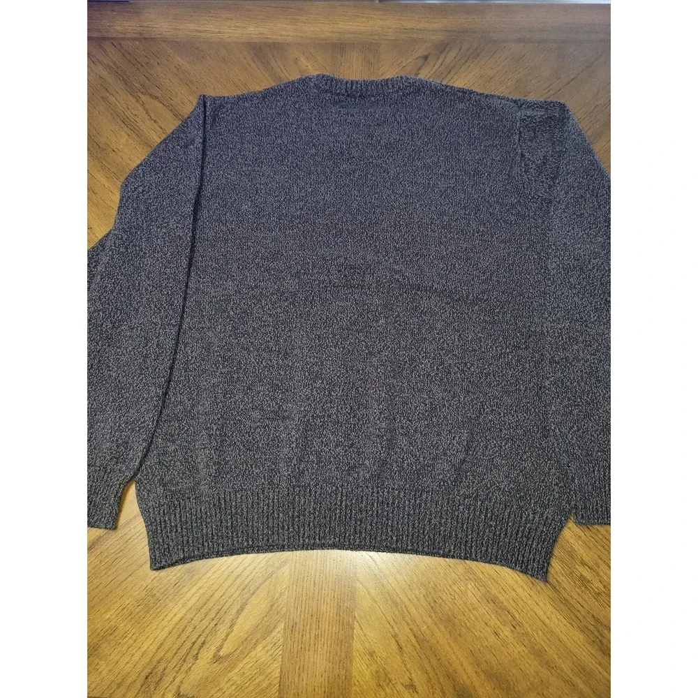 Haggar Textured Knit Sweater Dark Gray Crewneck 100% Cotton Pullover grandpacore