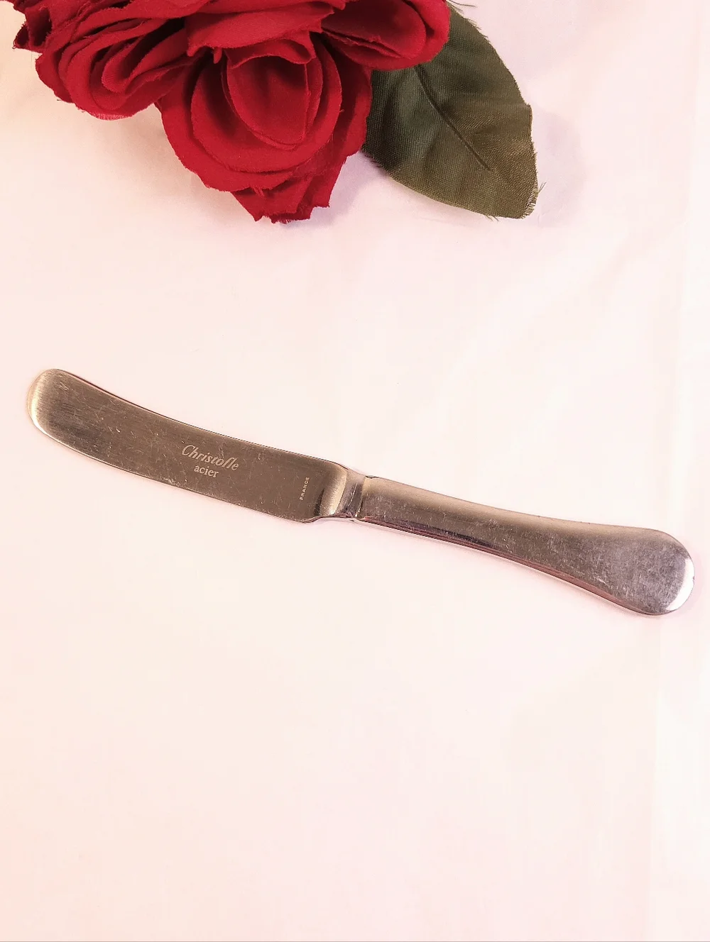 Vintage Silver Plated Christolfe Acier Butter Knife Spreader France 6.5