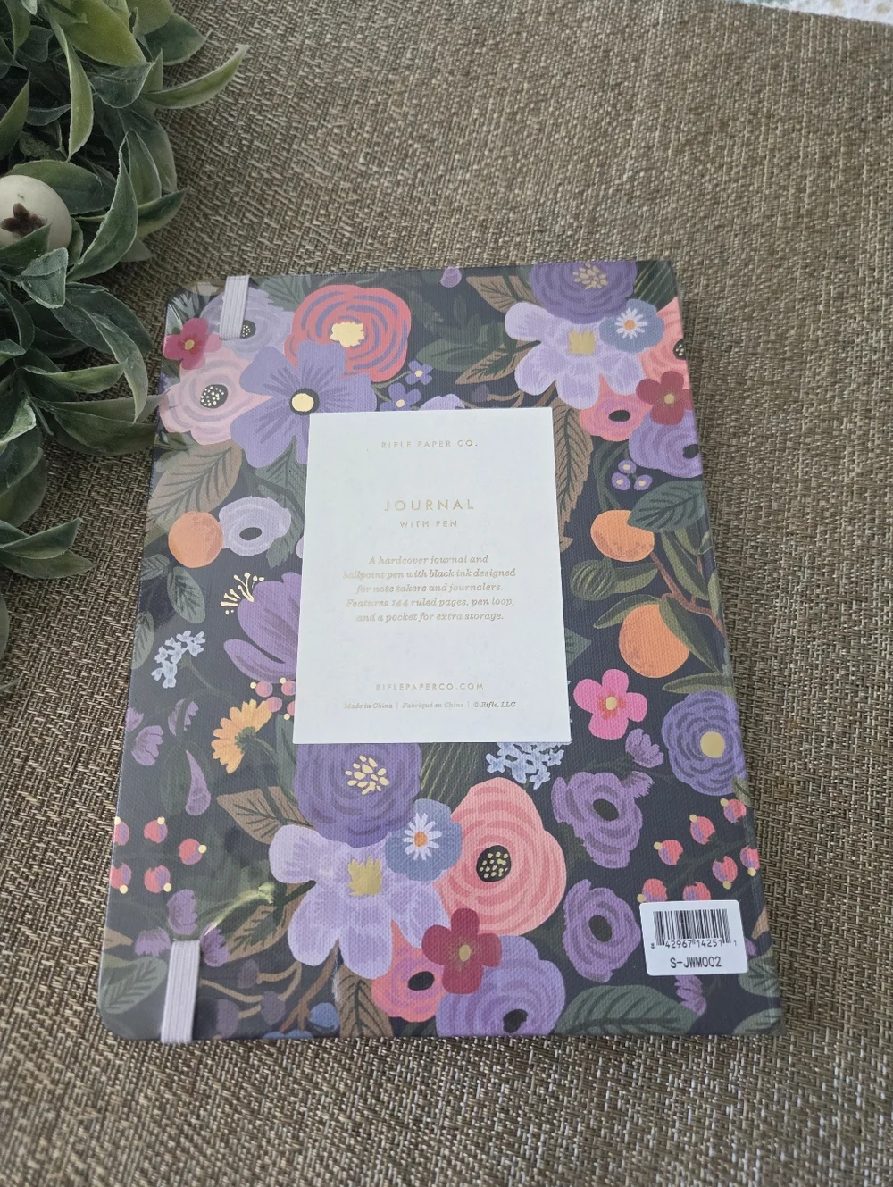 Floral Hardcover Journal Notebook - Purple Floral With Pen