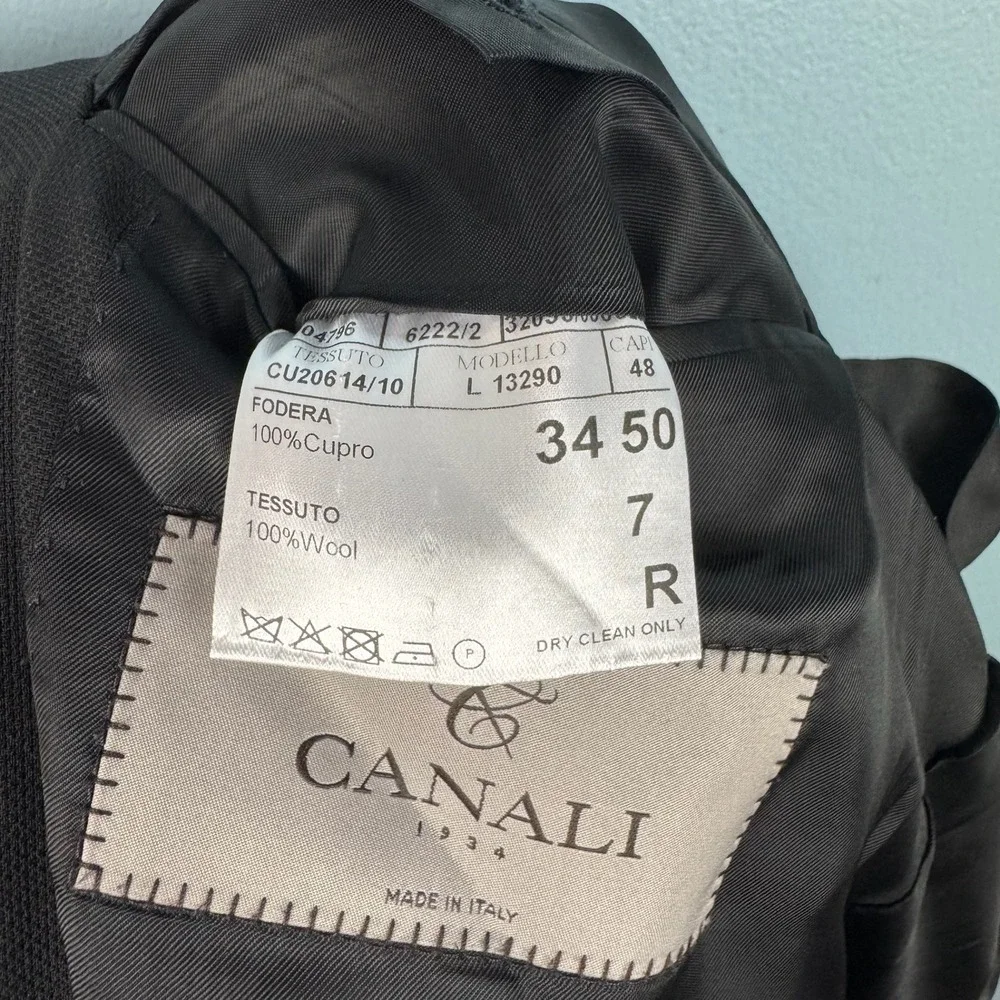 Canali Mens 34R Black Travel Water Resistant Wool Two Button Blazer Sport Coat