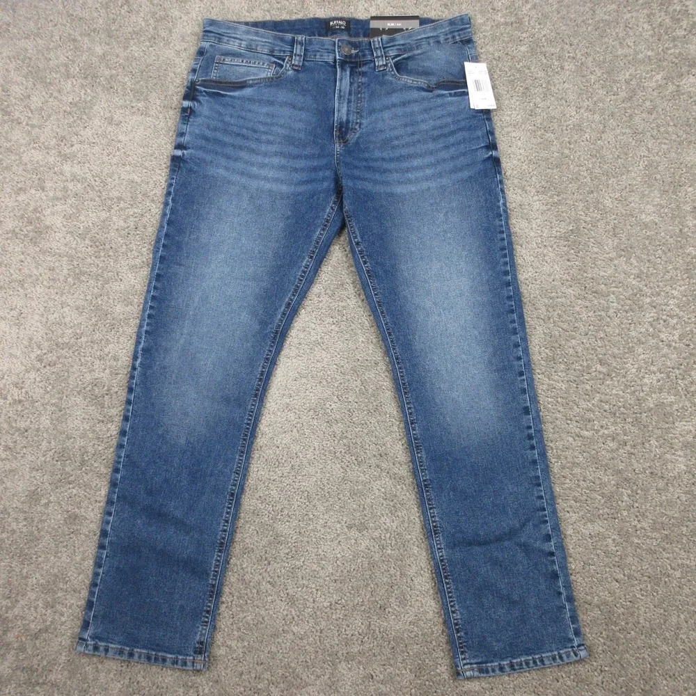 Buffalo David Bitton Jeans Mens 34x30 Blue Ash Slim Fit Faded Denim Pants NEW