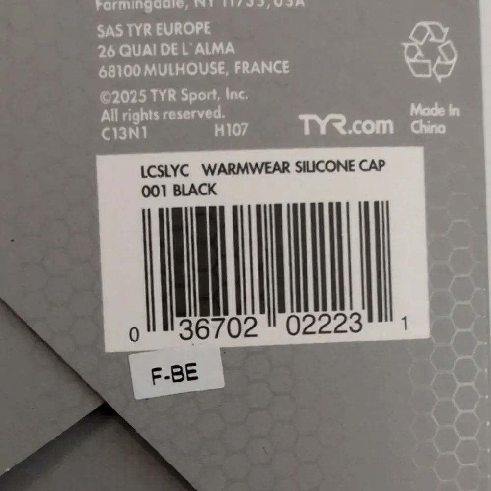 TYR Warmwear Silicone Black Swim Cap Lot Of 2 - Adult, Unisex, One Size