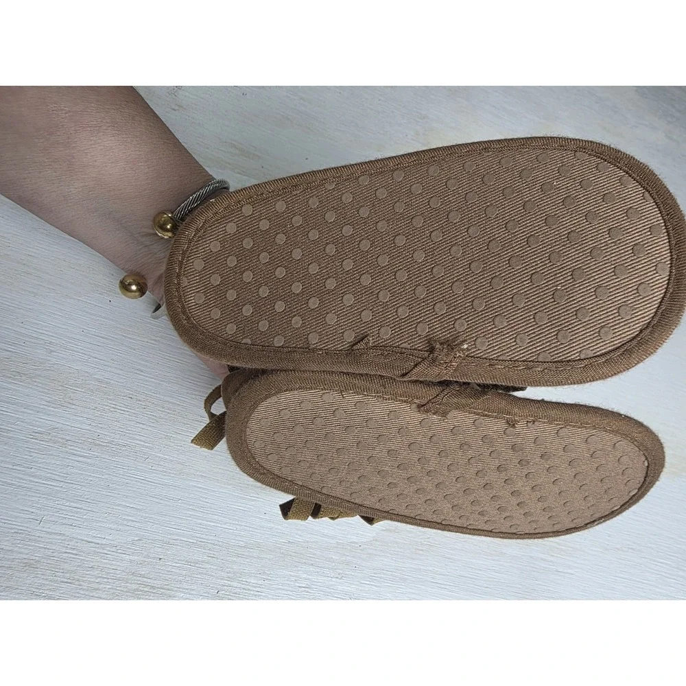 Baby Suede Moccasins Brown with Fringe Measures Size 5