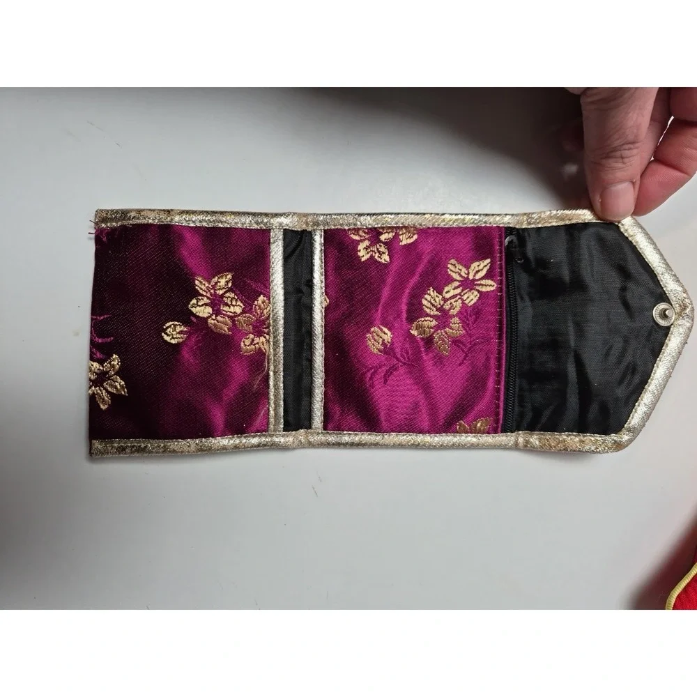 Lot of 8 Asian Silk Brocade Jewelry Pouches & Coin Purses Mixed Colors & Styles