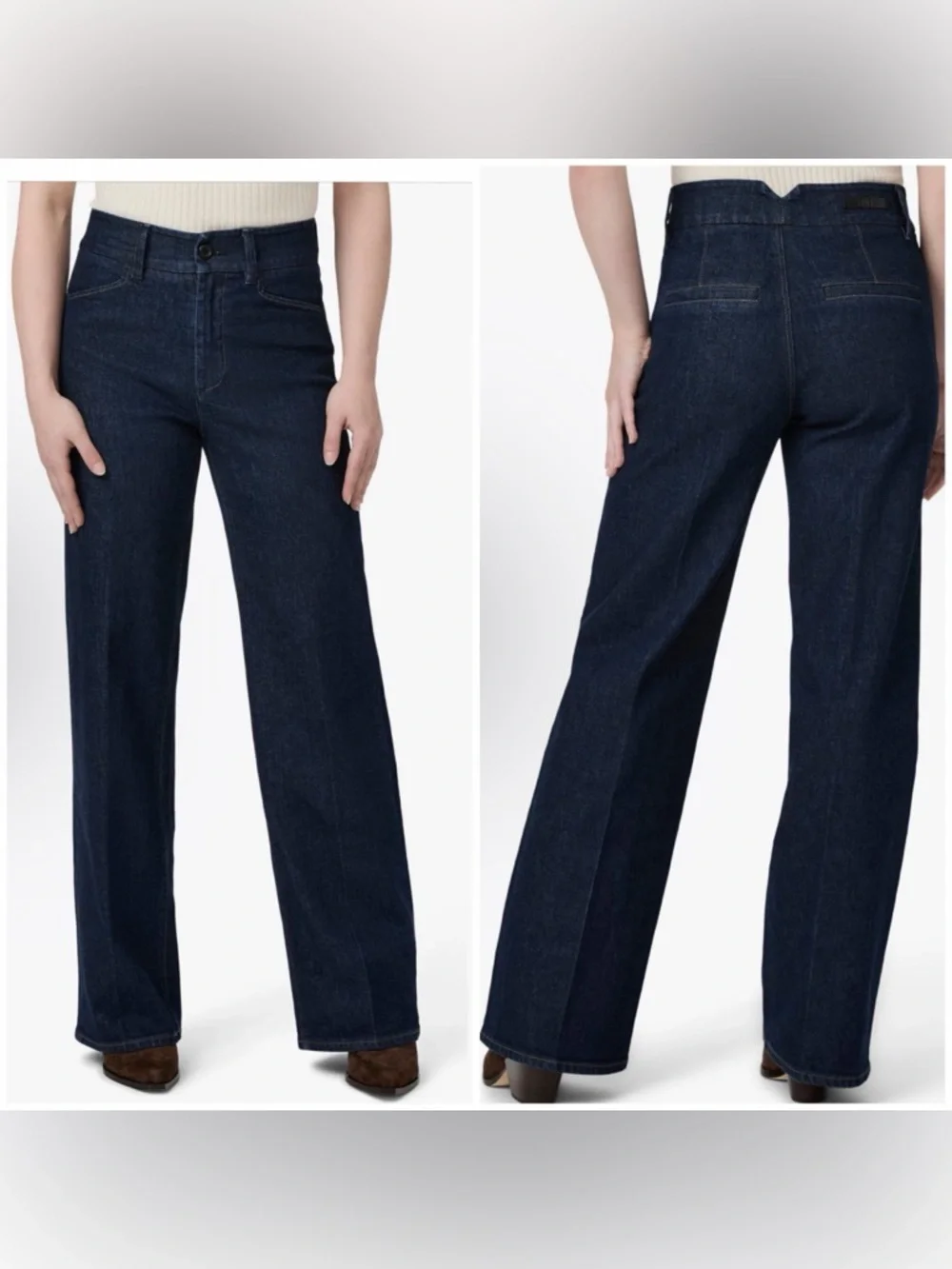 PAIGE Women's Wide Leg High Rise Trouser Jeans Sasha Edinburgh Dark Wash Sz 28