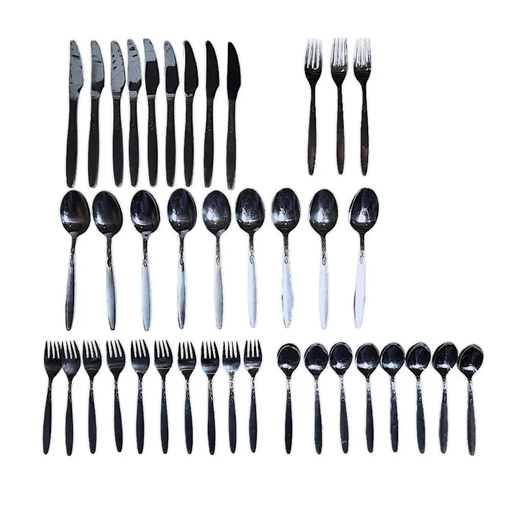 Amefa‎ Holland Tulip Time Mid Century Stainless Steel 39pc. Partial Flatware Set