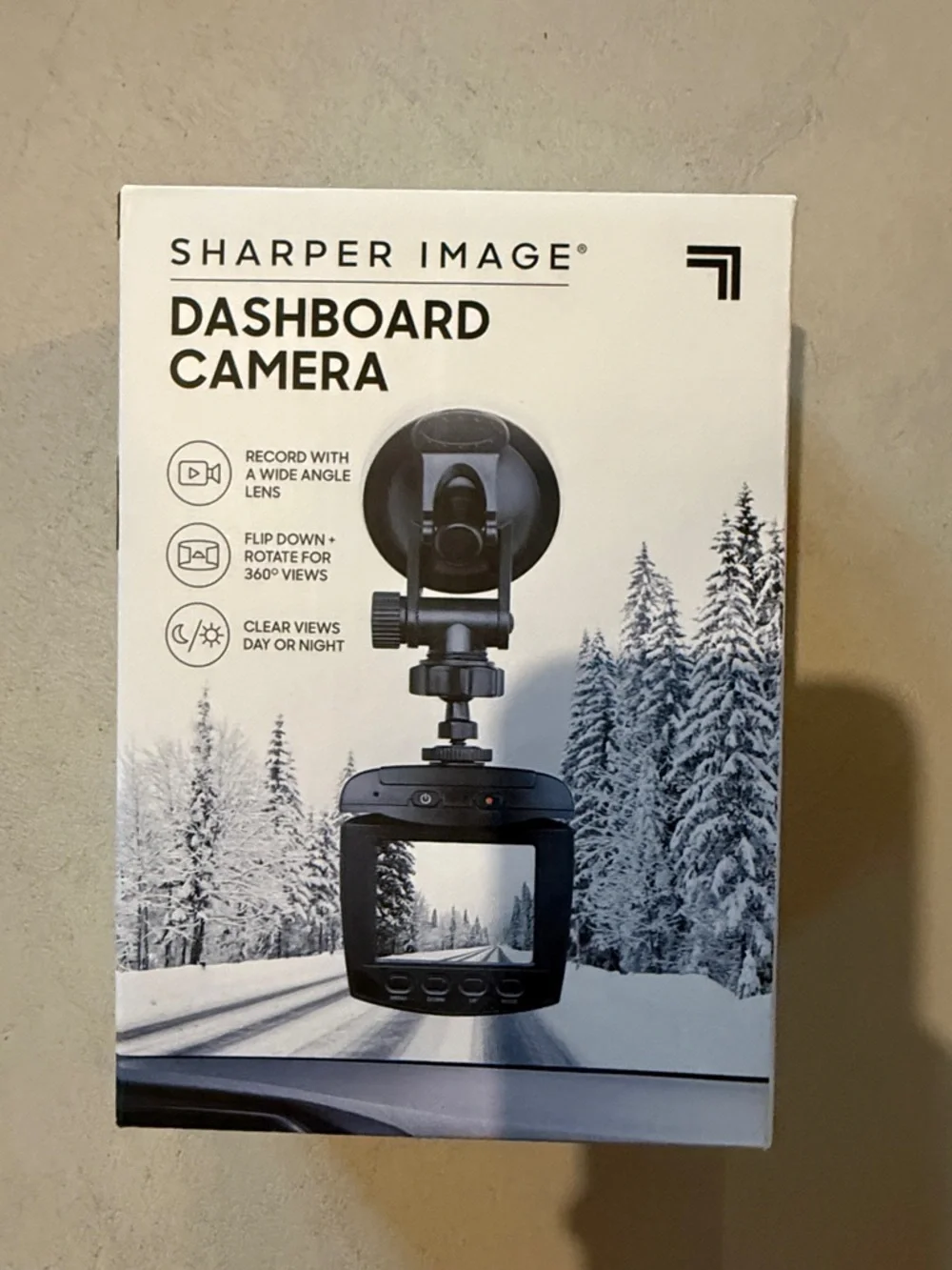 Sharper Image Black Dashboard Camera with Wide-Angle Lens