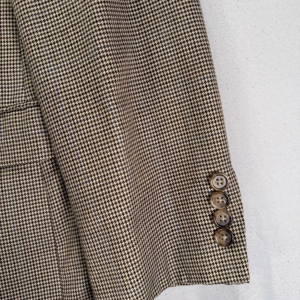 Lauren Ralph Lauren Blazer Mens 42R Two Button Houndstooth Wool Academia Gray