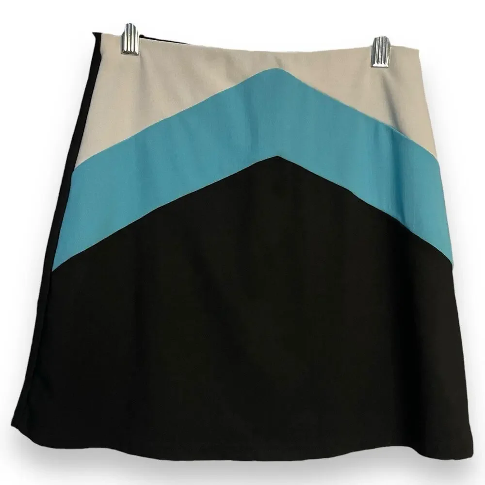 PS Perseption Mini Skirt Women's L Juniors Black Cheer VTG Academia Color Block