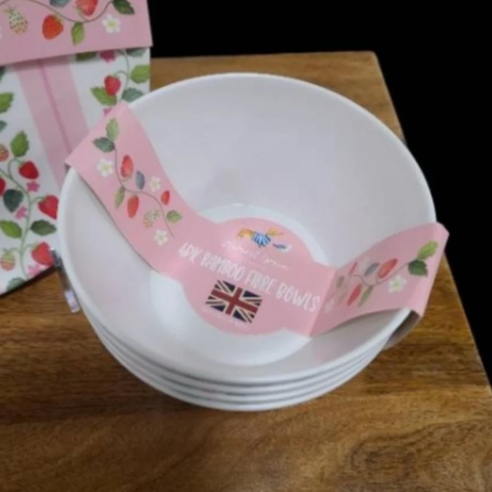 8pc Harvest Green Studio Strawberry Blossom Eco Melamine Dinner Plate & Bowl Set