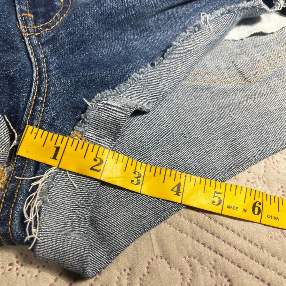 Old Navy OG Straight High Rise Denim Jean Shorts‎ Dark Wash Raw Hem Size 16
