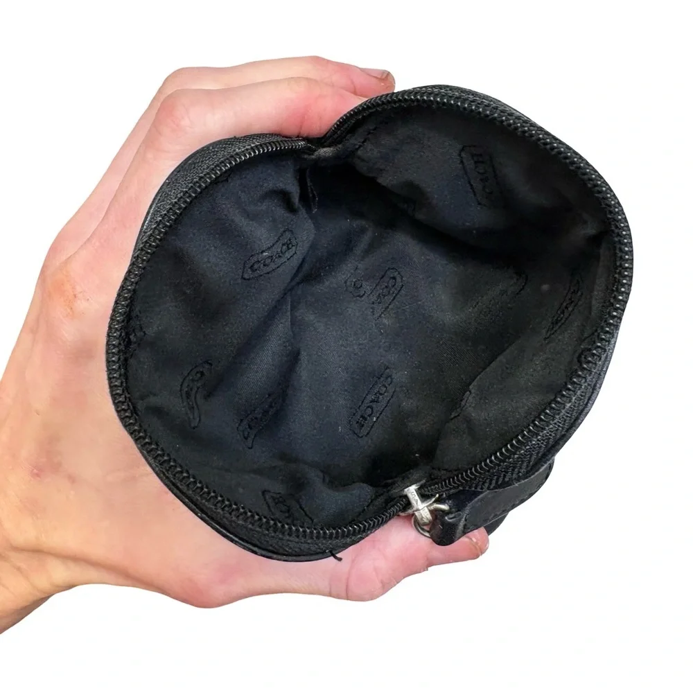 Coach vintage Black Leather Cosmetic Bag nickel