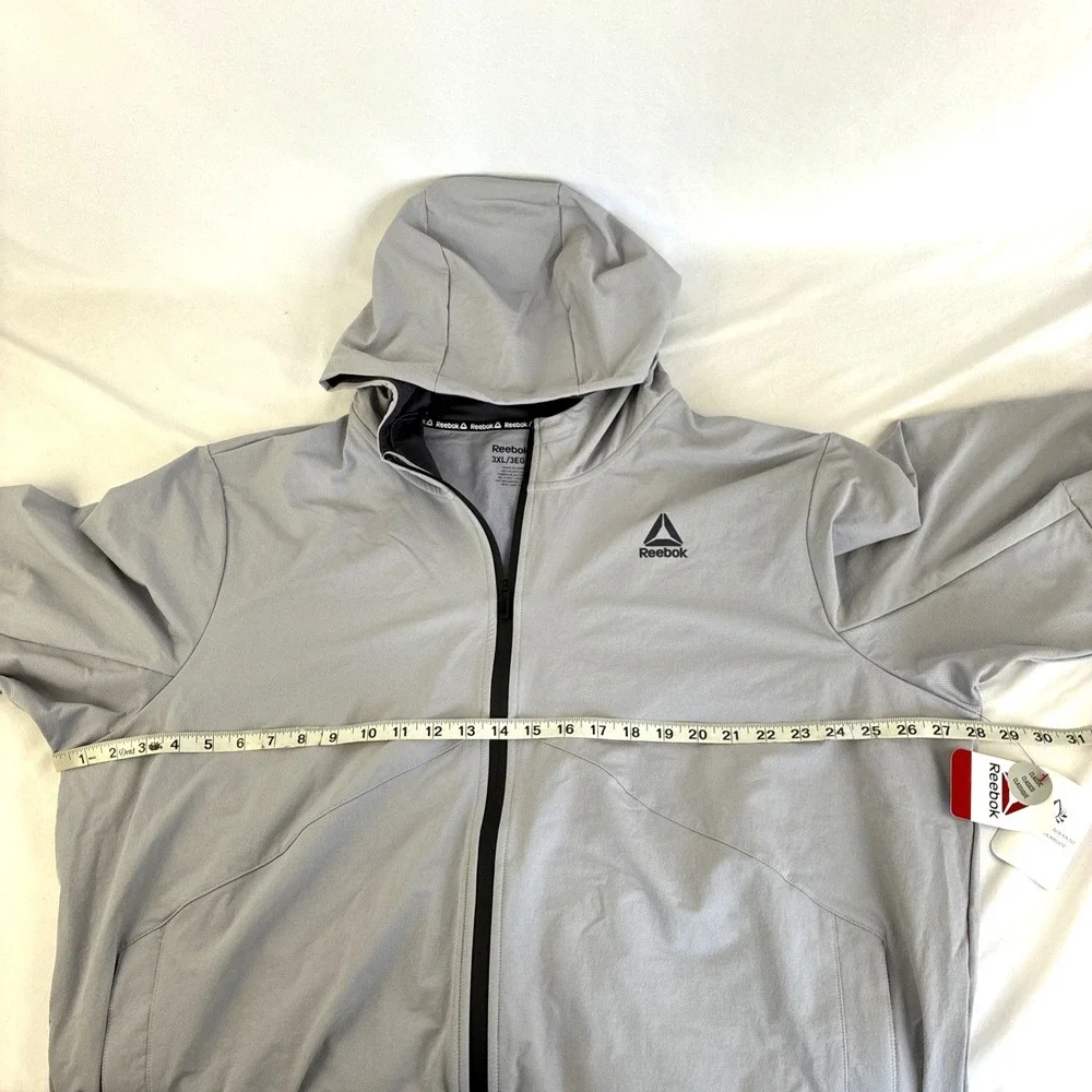 New Mens Reebok Ascent Full Zip Windbreaker Jacket Size 3XL NWT Gray Sleet