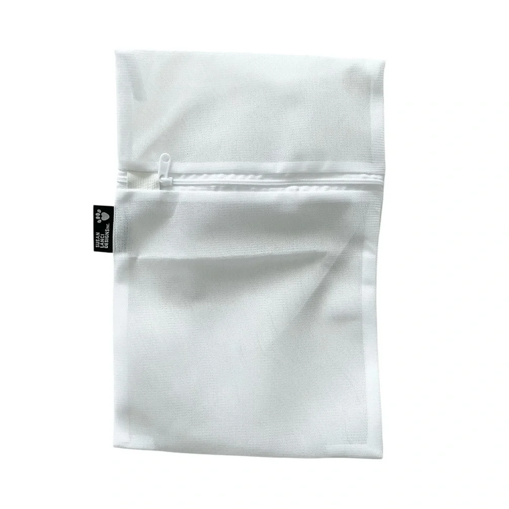 Susan Lanci White Mesh Zipper Pouch Large 12x8 New