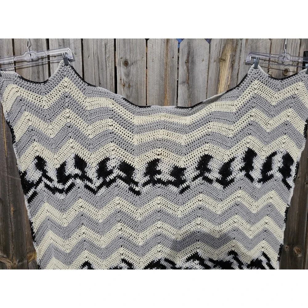 Vintage Large Crocheted Afghan Blanket Throw 60x56 Handwoven Grannycore