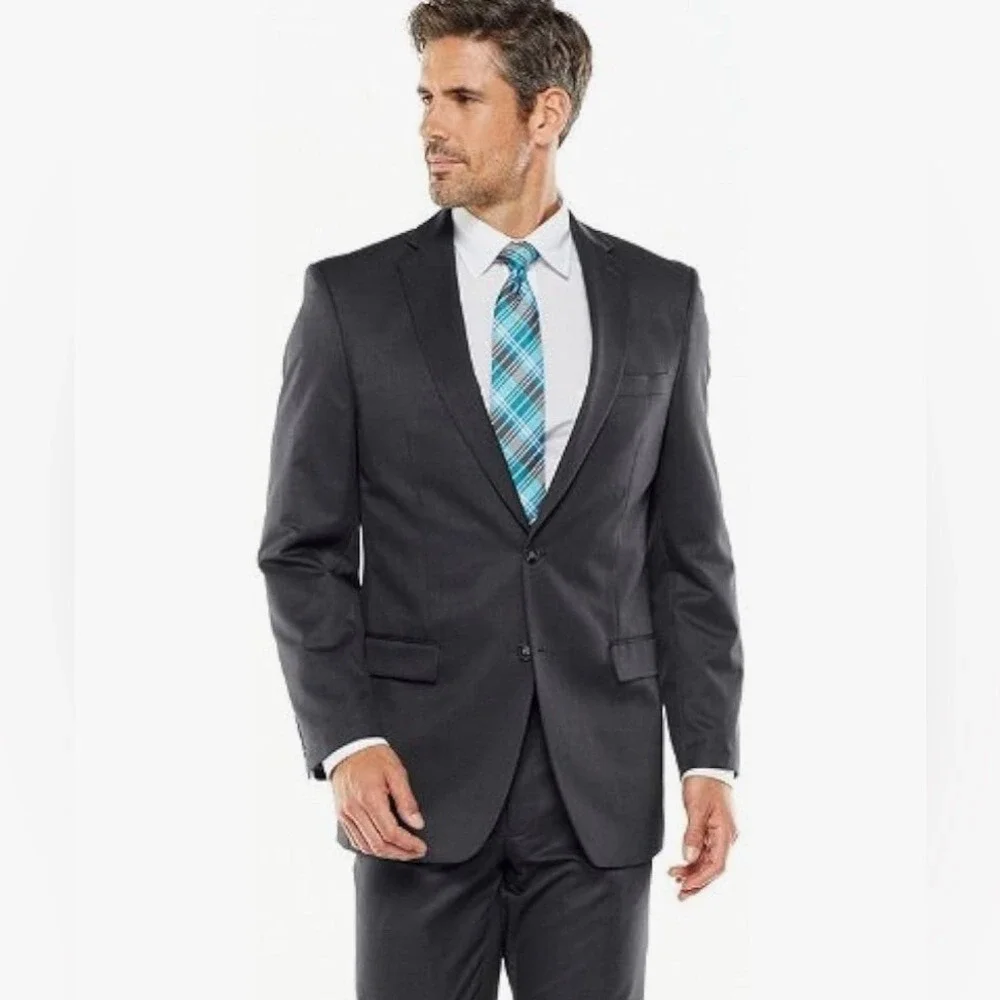 Van Heusen Mens Suit Separates Blazer Sport Coat 40R Jacket Gray Herringbone