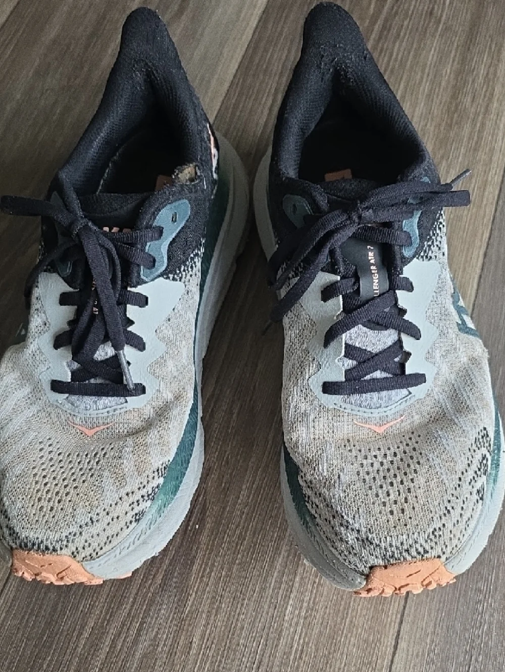Hoka Women's Running Shoes - Teal, Black & Peach Accents