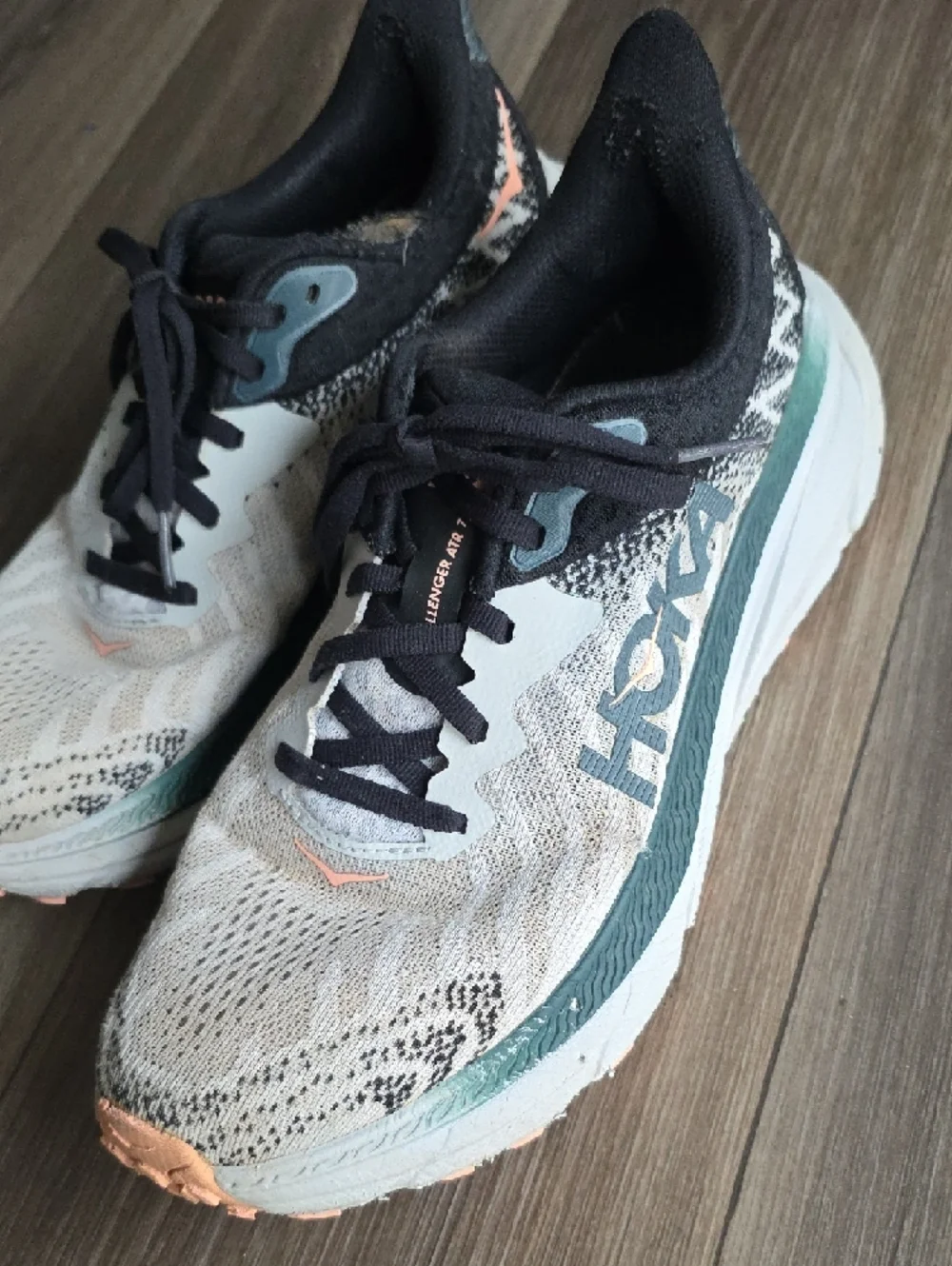 Hoka Women's Running Shoes - Teal, Black & Peach Accents