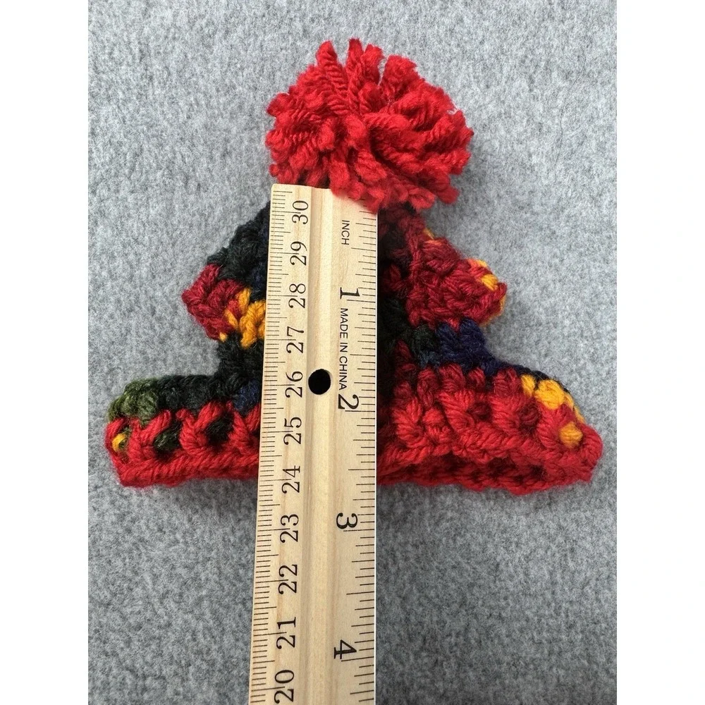Dog Sweater & Hat Set XS/S Red Multicolor Variegated Hand Crocheted