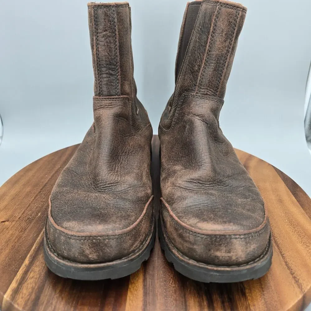 Ugg Herrick Chelsea Boots Mens 11 Brown Leather Rugged Casual Pull On Ankle