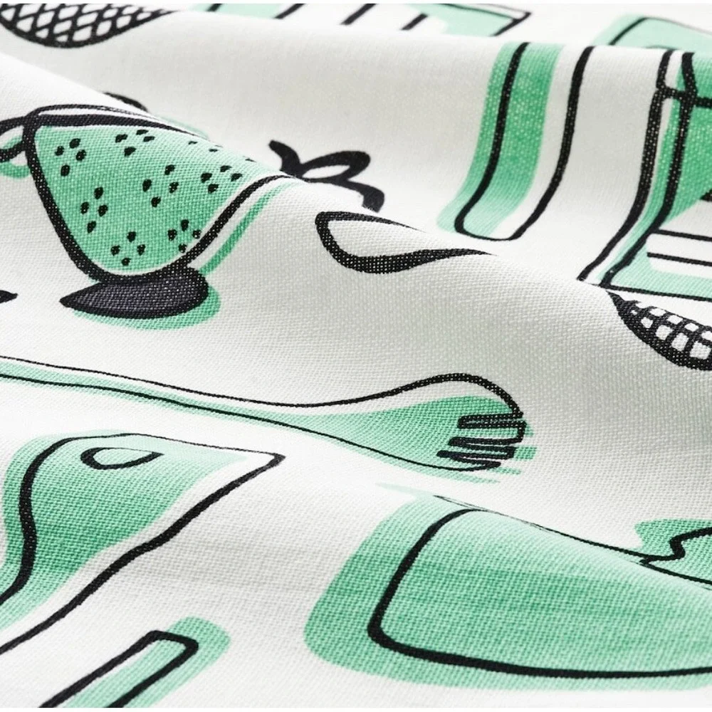IKEA RINNIG Dish towel, white/green/patterned Cotton 18x24