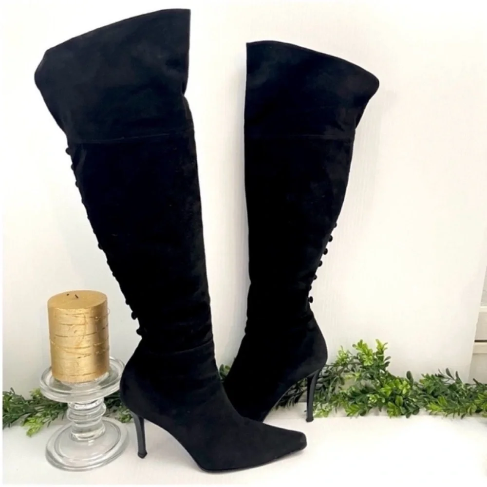 Stuart Weitzman Jet Women's Knee-High Pointed Toe Stiletto Boots - Black Size 7